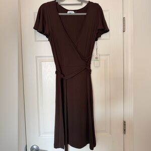 Calvin Klein Brown Wrap-Style Women's Dress
